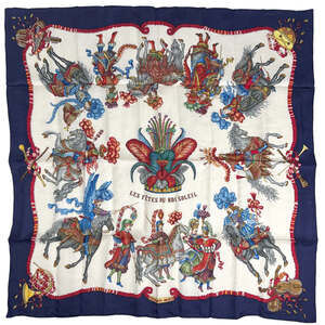 HERMES Blue Silk Scarf